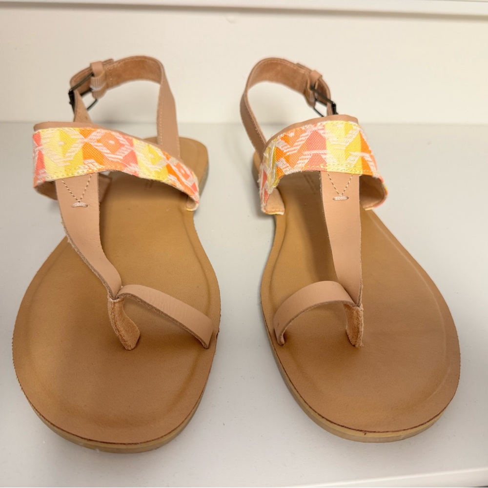 Toms Women's Sandals with Pink and Yellow Pattern